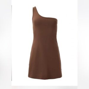 Girlfriend Collective Chocolate One-Shoulder Dress